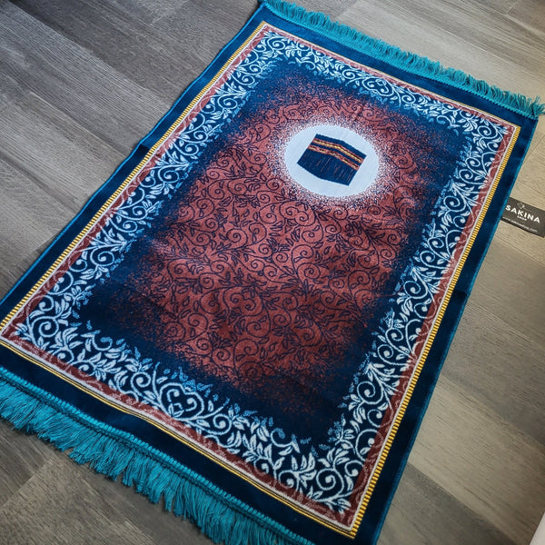Kaaba Turkish DAILY Plush Prayer Rug TEAL