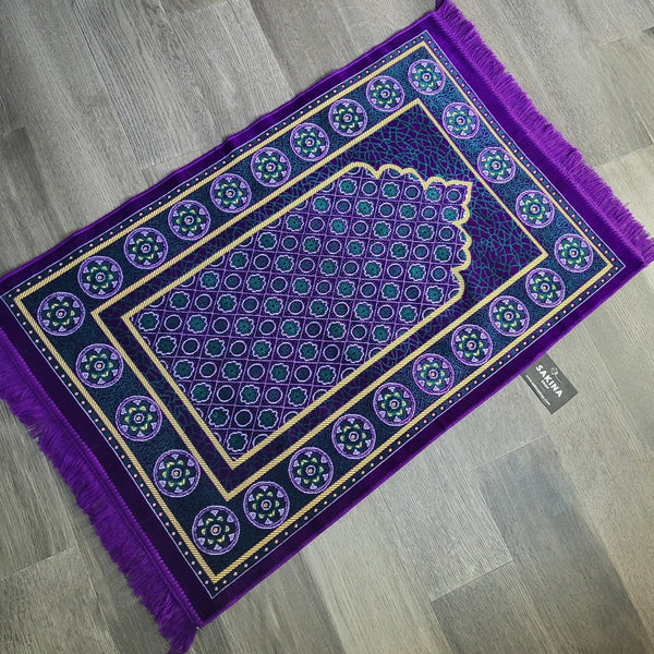 Floral Turkish DAILY Plush Prayer Rug Purple