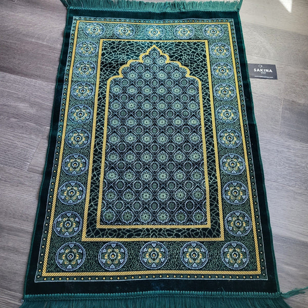 Floral Turkish DAILY Plush Prayer Rug GREEN