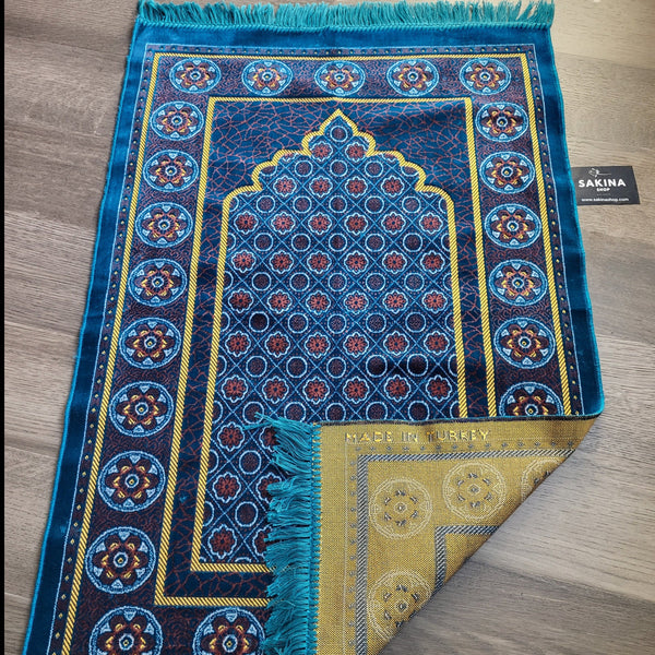 Floral Turkish DAILY Plush Prayer Rug TEAL