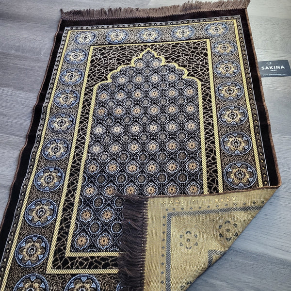 Floral Turkish DAILY Plush Prayer Rug BROWN