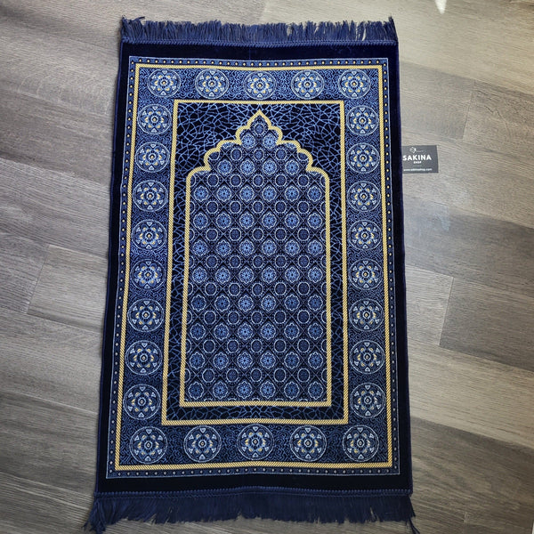 Floral Turkish DAILY Plush Prayer Rug BLUE