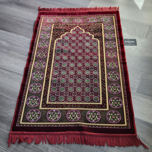 Floral Turkish DAILY Plush Prayer Rug RED